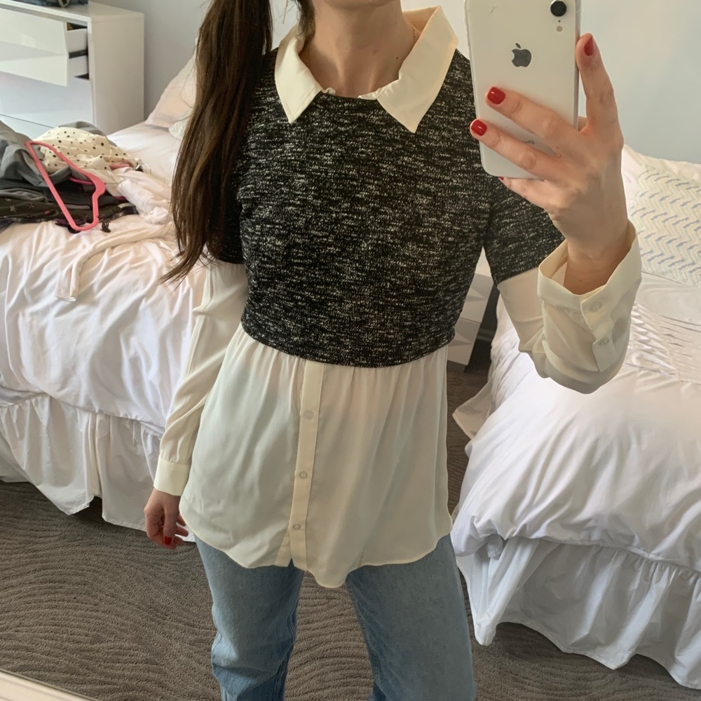 Drew white blouse with layered crop top